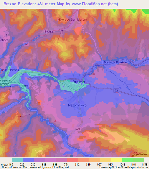 Brezno,Slovakia Elevation Map