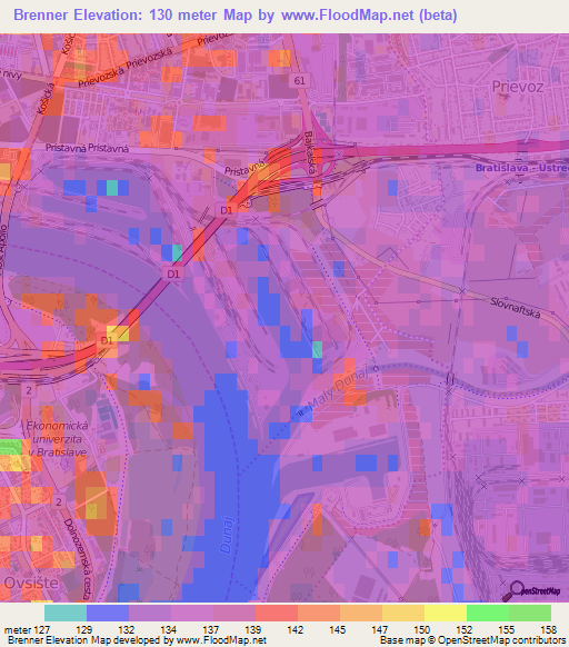 Brenner,Slovakia Elevation Map