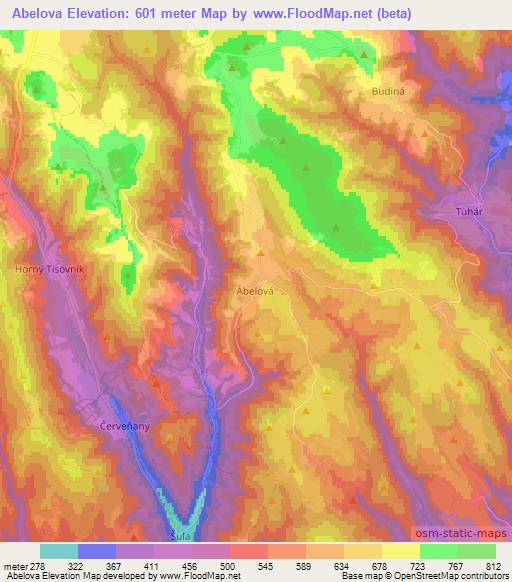 Abelova,Slovakia Elevation Map