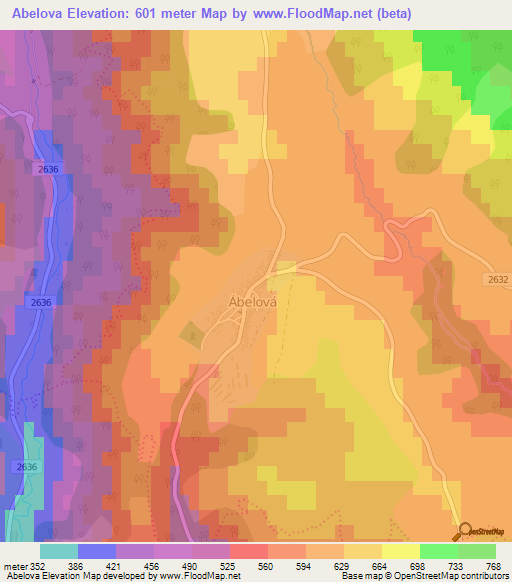 Abelova,Slovakia Elevation Map