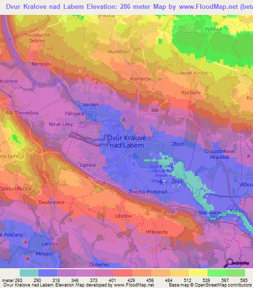 Dvur Kralove nad Labem,Czech Republic Elevation Map