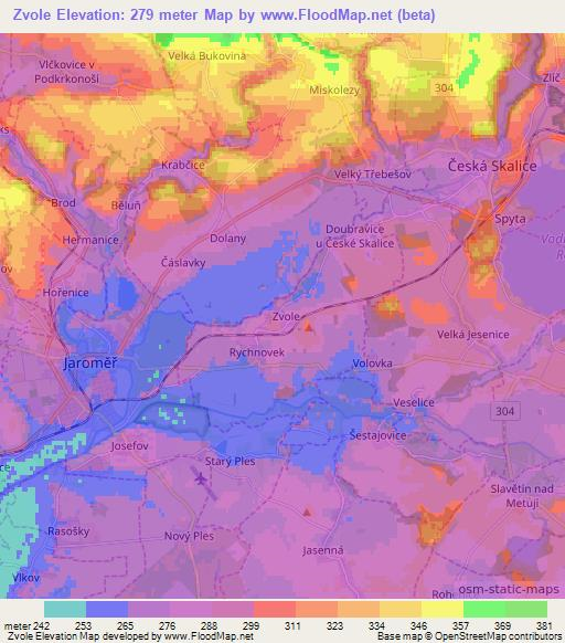 Zvole,Czech Republic Elevation Map