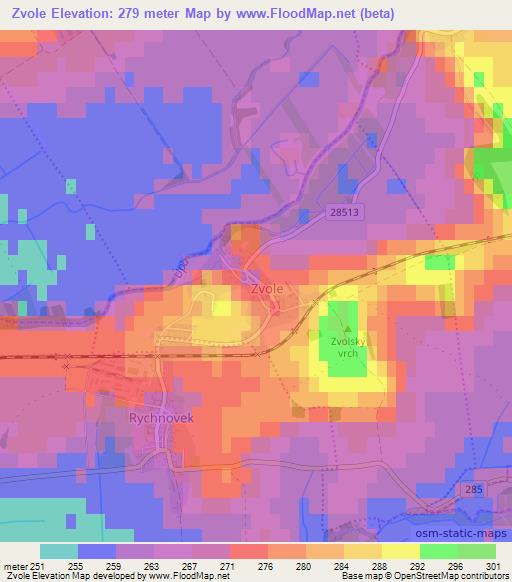 Zvole,Czech Republic Elevation Map