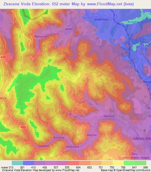 Ztracena Voda,Czech Republic Elevation Map