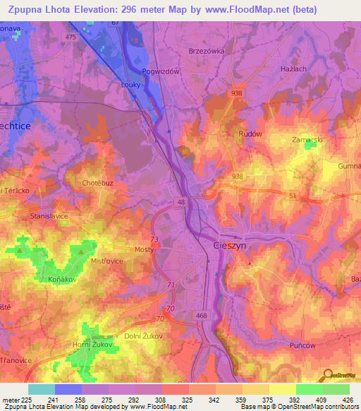 Zpupna Lhota,Czech Republic Elevation Map