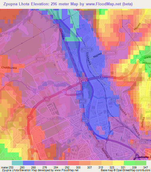 Zpupna Lhota,Czech Republic Elevation Map