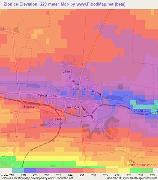 Zlonice,Czech Republic Elevation Map