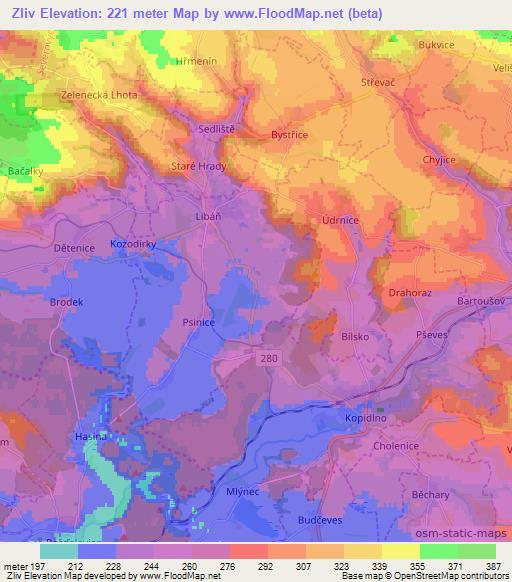 Zliv,Czech Republic Elevation Map