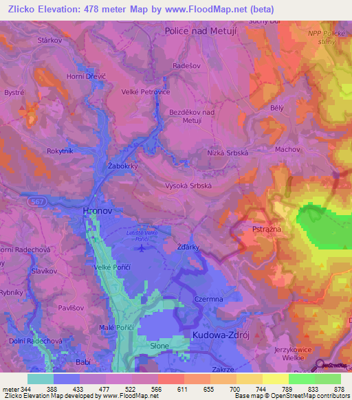 Zlicko,Czech Republic Elevation Map