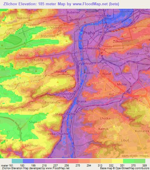 Zlichov,Czech Republic Elevation Map