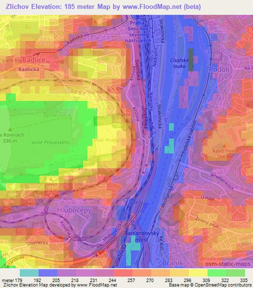 Zlichov,Czech Republic Elevation Map