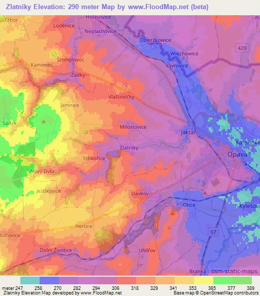 Zlatniky,Czech Republic Elevation Map