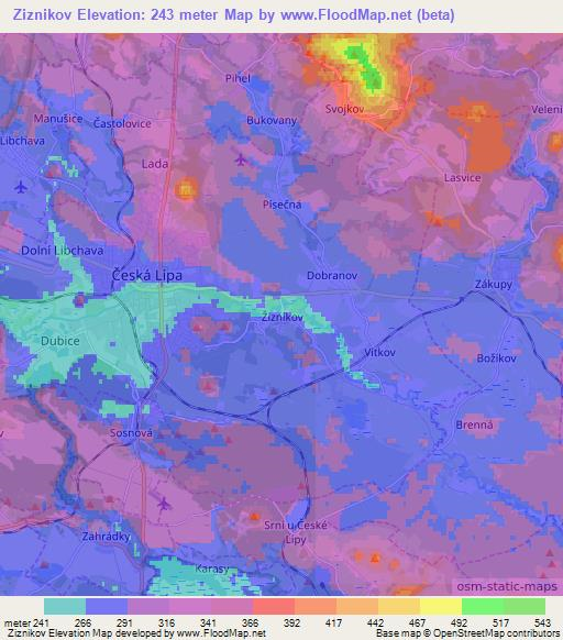 Ziznikov,Czech Republic Elevation Map