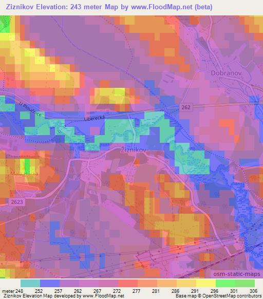 Ziznikov,Czech Republic Elevation Map