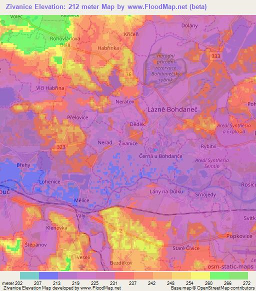 Zivanice,Czech Republic Elevation Map