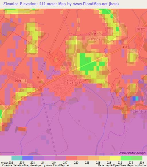 Zivanice,Czech Republic Elevation Map