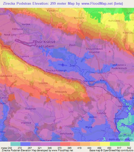Zirecka Podstran,Czech Republic Elevation Map