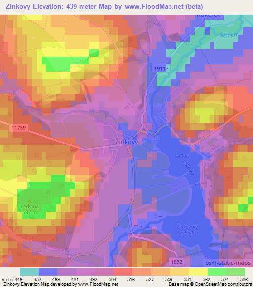 Zinkovy,Czech Republic Elevation Map