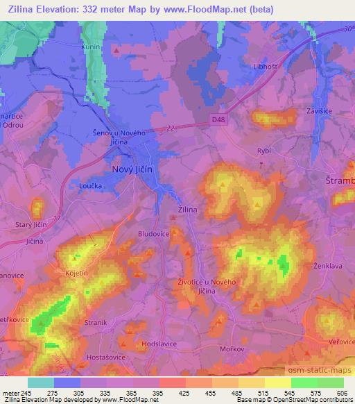 Zilina,Czech Republic Elevation Map