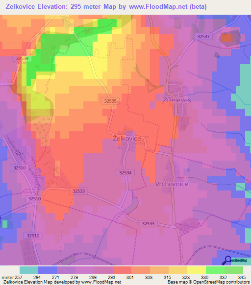 Zelkovice,Czech Republic Elevation Map