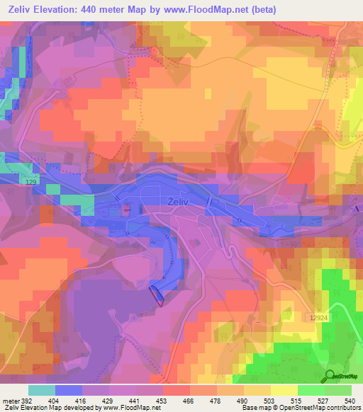 Zeliv,Czech Republic Elevation Map