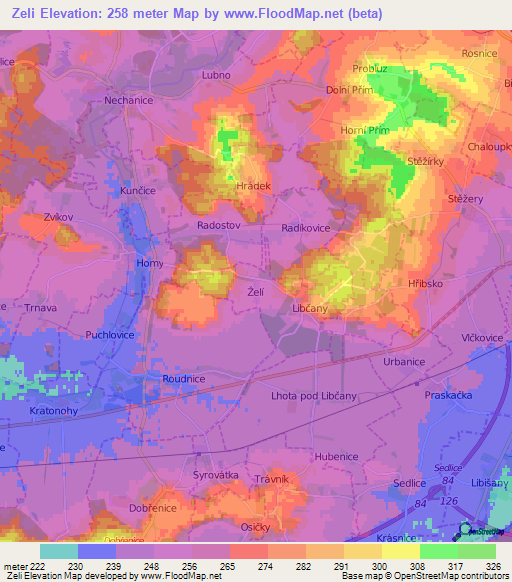 Zeli,Czech Republic Elevation Map