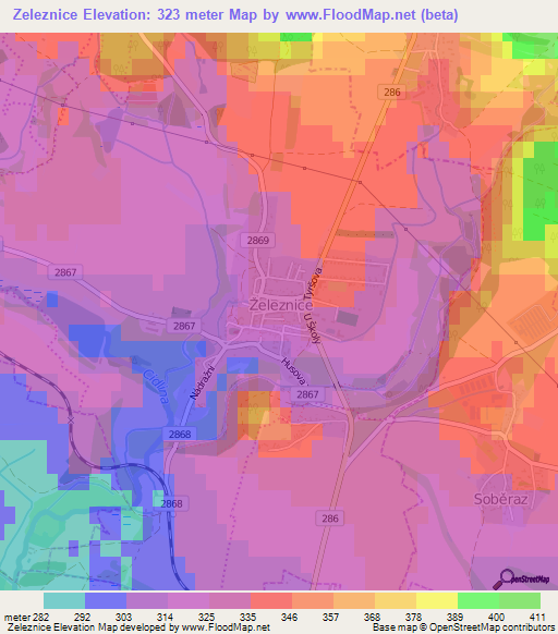 Zeleznice,Czech Republic Elevation Map