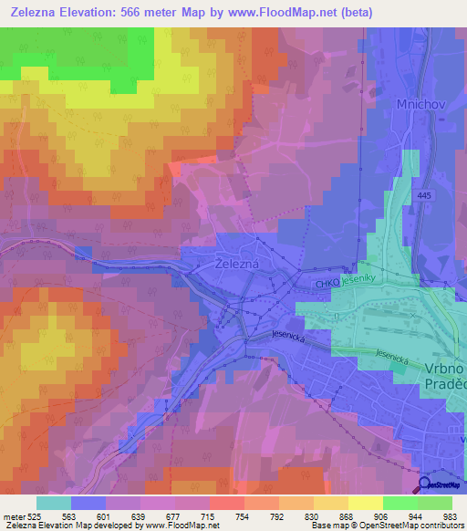 Zelezna,Czech Republic Elevation Map