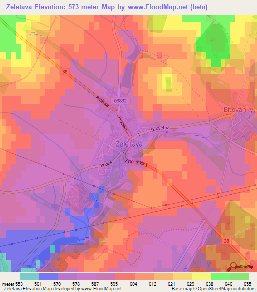 Zeletava,Czech Republic Elevation Map