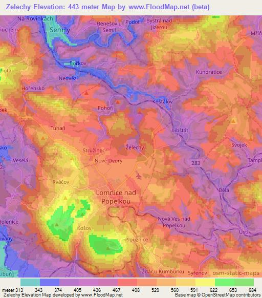 Zelechy,Czech Republic Elevation Map
