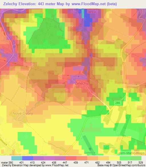 Zelechy,Czech Republic Elevation Map