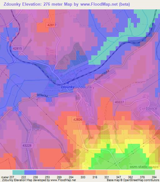 Zdounky,Czech Republic Elevation Map