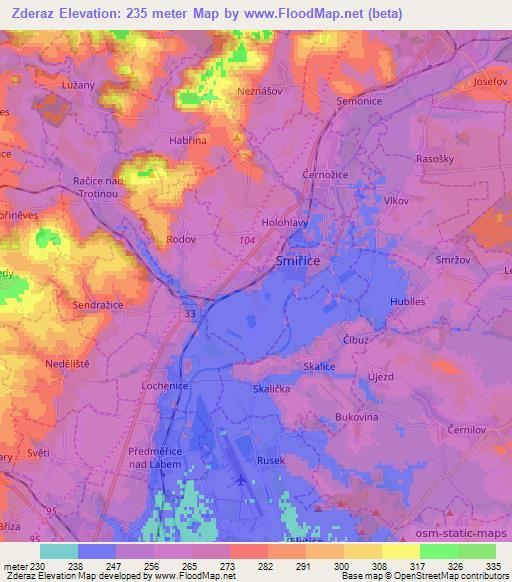 Zderaz,Czech Republic Elevation Map