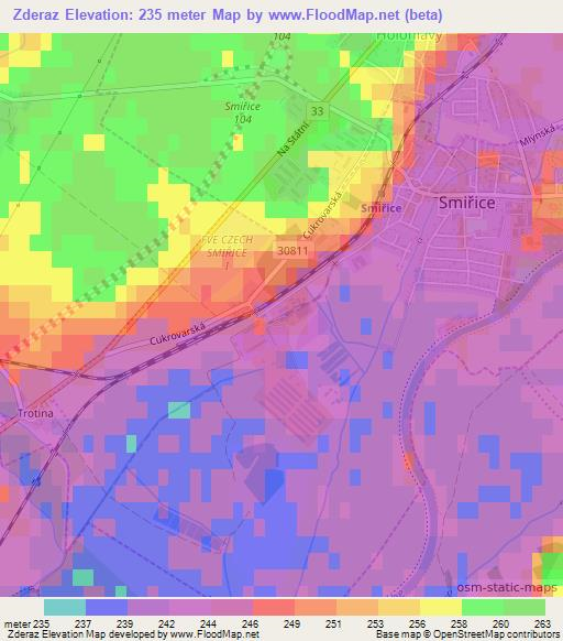 Zderaz,Czech Republic Elevation Map