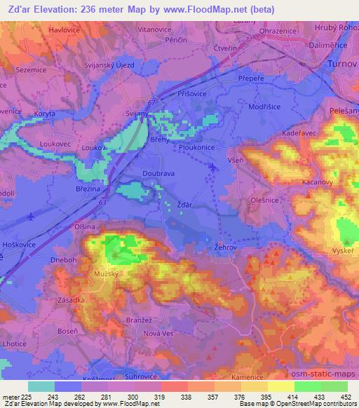 Zd'ar,Czech Republic Elevation Map