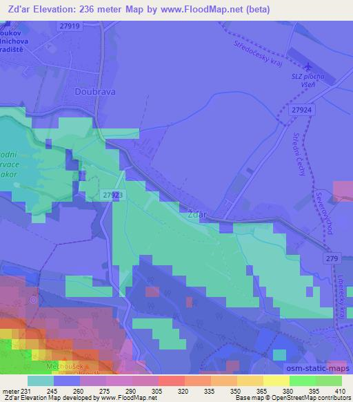Zd'ar,Czech Republic Elevation Map