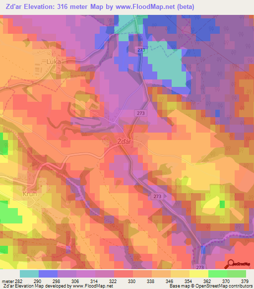 Zd'ar,Czech Republic Elevation Map