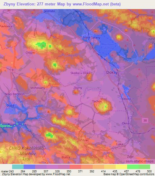 Zbyny,Czech Republic Elevation Map