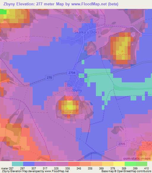 Zbyny,Czech Republic Elevation Map