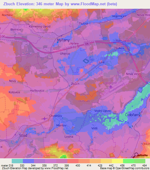 Zbuch,Czech Republic Elevation Map
