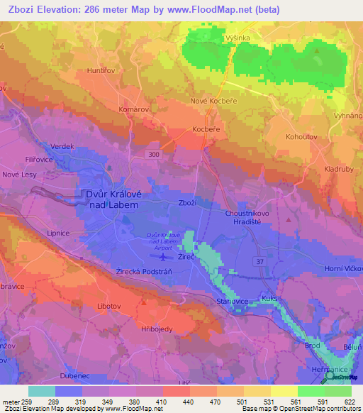 Zbozi,Czech Republic Elevation Map