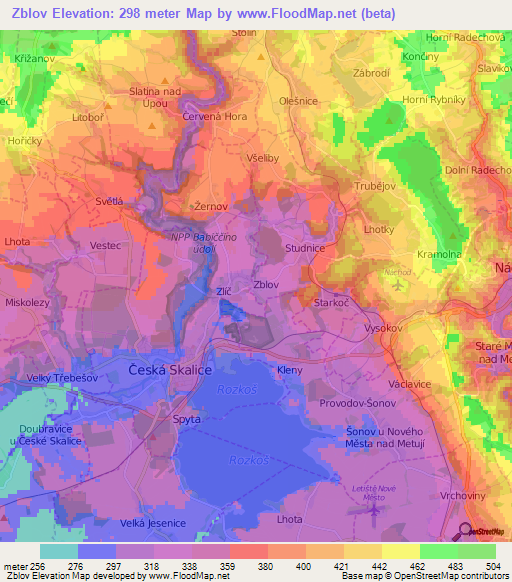 Zblov,Czech Republic Elevation Map
