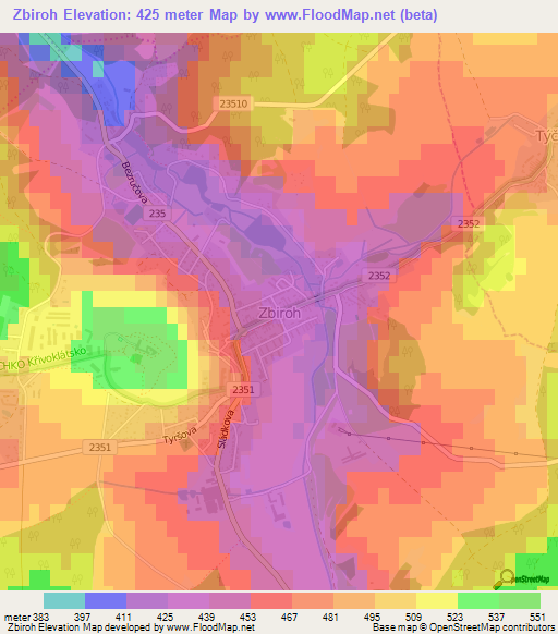 Zbiroh,Czech Republic Elevation Map