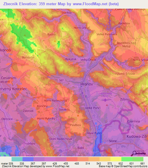 Zbecnik,Czech Republic Elevation Map