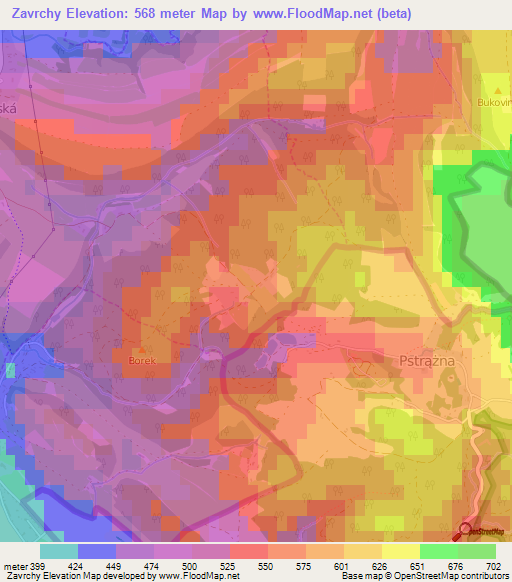 Zavrchy,Czech Republic Elevation Map
