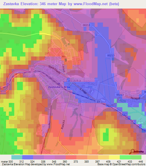 Zastavka,Czech Republic Elevation Map