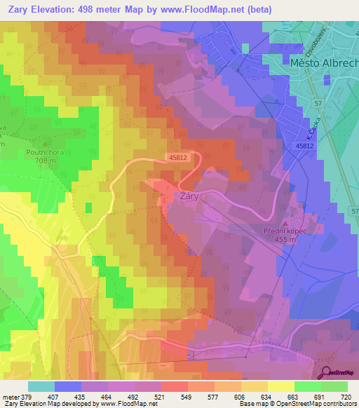 Zary,Czech Republic Elevation Map