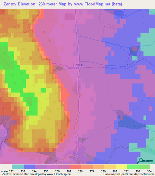 Zantov,Czech Republic Elevation Map