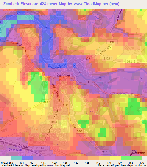 Zamberk,Czech Republic Elevation Map