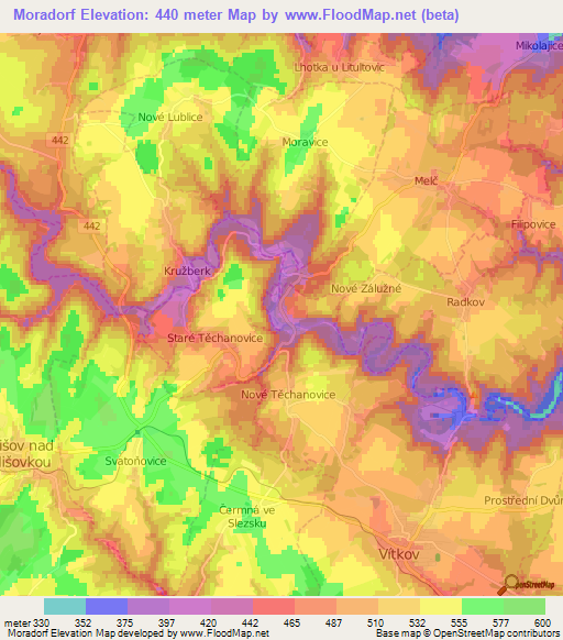 Moradorf,Czech Republic Elevation Map